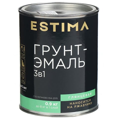 Грунт-эмаль Estima, по ржавчине, алкидная, серая, 0.9 кг