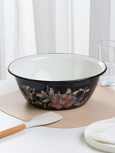 Миска эмалированная сталь, круглая, 10.5 см, 4 л, с рисунком, Керченский металлургический завод, 40315-143/5, в ассортименте