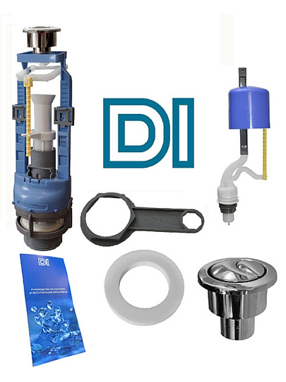 Арматура для бачка унитаза нижняя, 1/2&quot;, двухрежимная, кнопочная, хром, Инкоэр, СБ2м-НпрНРФ-ХХ-ККрпс DI Р