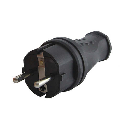 Вилка прямая, 16 А, IP44, 250 В, 2Р+РЕ, каучук, TDM Electric, Народная, SQ0612-0031