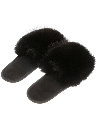 Тапки для женщин, черные, р. 37, меховые, ЛЮКС А