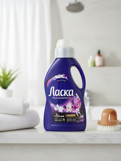 Гель для стирки Ласка, 0.9 л, для темного белья, Арома