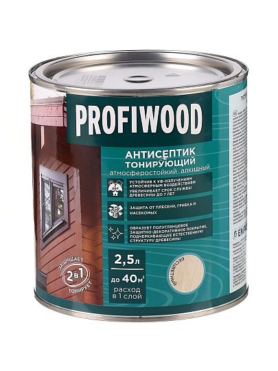 Антисептик Profiwood, для дерева, тонирующий, бесцветный, 2.1 кг