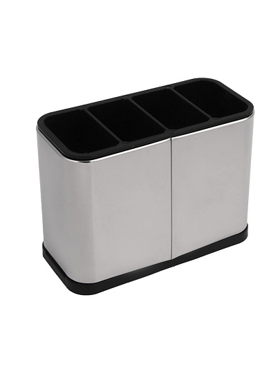 Подставка для столовых приборов, пластик, прямоугольная, 18х13х8.5 см, серебристая, Vetta, 485-198