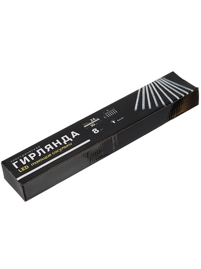 Гирлянда 3 м, 1 режим, Сосульки, теплый белый свет, прозрачная, в помещении, сетевая, LED