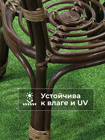 Мебель садовая Сиеста Люкс, стол, 50.2х50.2х55.3 см, 2 кресла, подушка коричневая, 100 кг