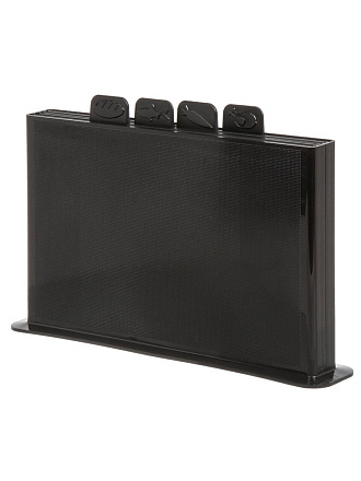 Доска разделочная пластик, с подставкой, 4 шт, черная, прямоугольная, TimA, 524930