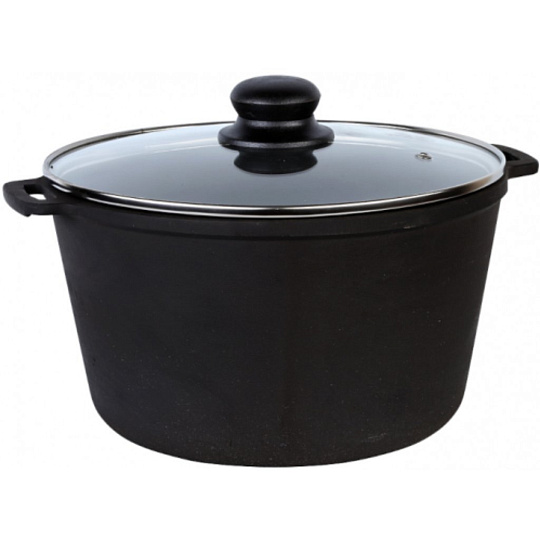 Кастрюля чугун, 5 л, крышка стекло, Maysternya, T403C3, индукция