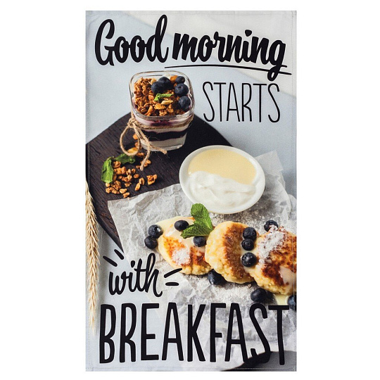 Полотенце кухонное 40х73 см, 190 г/м2, 100% хлопок, саржа, Этель, Доброе утро, Россия, 4136485