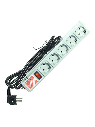 Сетевой фильтр 5 гнезд, 3 м, с заземлением, 2.2 кВт , выключатель, Power Cube