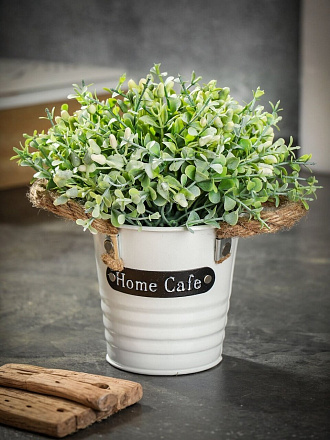 Цветок искусственный декоративный Куст с ягодами, в ведерке, 18 см, Y6-2049