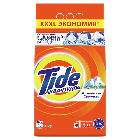 Стиральный порошок Tide, 6 кг, автомат, для белого белья, Альпийская свежесть