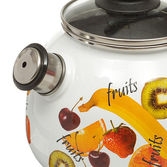 Чайник сталь, эмалированное покрытие, 3 л, со свистком, ручка консольная, Vitross, Fruits, индукция, 1RС12