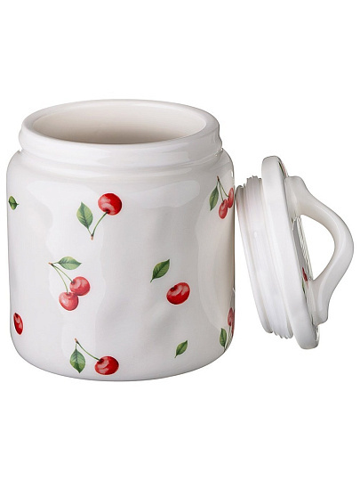 Банка для сып продуктов, керам, 0.5 л, 10х10х13.5 см, с крыш, Lefard, CHERRY, 358-2351