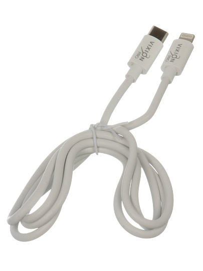Кабель кабель Type-C, Vixion, Type-C to Lightning 8-pin, 3 А, 1 м, 18W PD, усиленный, белый, GS-00028901