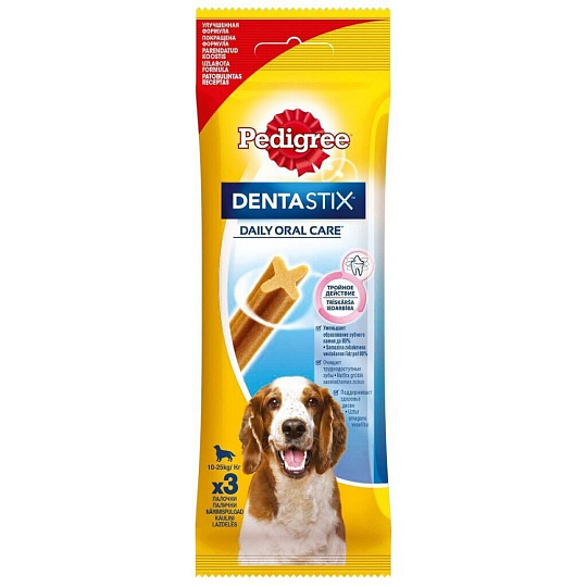 Корм для животных Pedigree, Dentastix, 77 г, для собак, лакомство, мясо, 7484