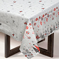 Скатерть кухонная 150х150 см, 100% хлопок, рогожка, Морозное утро, красная