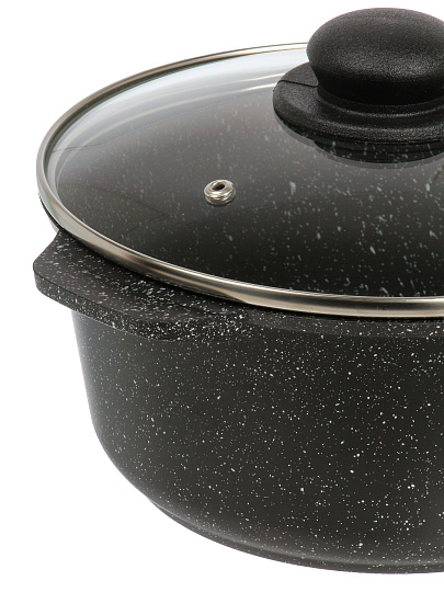 Кастрюля алюминий, антипригарное покрытие, 3 л, крышка стекло, круглая, Гурман, Fit