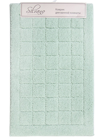 Коврик для ванной, 0.5х0.8 м, полиэстер, серо-голубой, Silvano, Клетка, Y4-11462