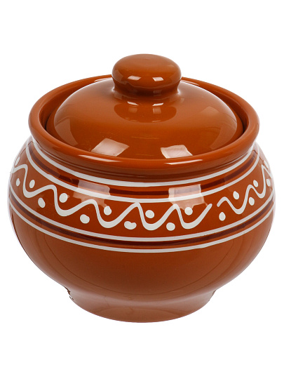 Горшок для запекания керамика, 0.5 л, Псковский Гончар, Русский, НХП-ПС-050, ПГ022-00087793