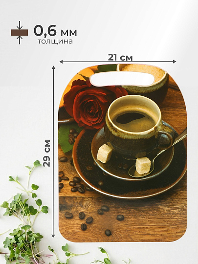 Доска разделочная дерево, 29х21х0.6 см, с ручкой, прямоугольная, Кофе, К-311