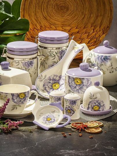 Чайная пара керамика, 2 предмета, на 1 персону, 280 мл, Daniks, Флорина, подарочная упаковка, белая