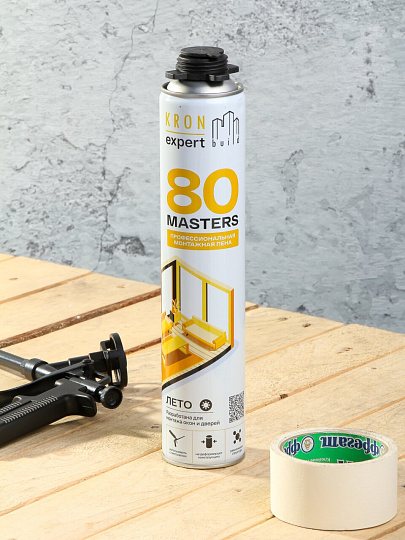 Пена монтажная Kronbuild, Masters, профессиональная, 80 л, 850 мл, летняя, FSPM80