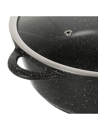 Жаровня алюминий, 28 см, 4 л, антипригарное покрытие, Горница, Гранит, ж7128аг, с крышкой