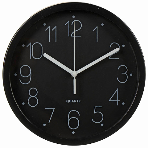 Часы настенные, 20 см, круглые, пластик, стекло, черные, Y6-6086