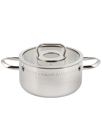 Кастрюля нерж, 2.4 л, с крыш, крыш стекло, Daniks, Навия, индукц, SD-0136-18