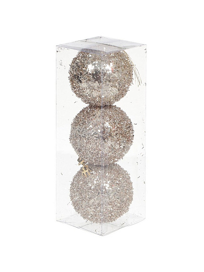 Елочный шар 3 шт, шампань, 8 см, пластик, SYQD-012037