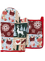 Набор кухонный 2 шт, 26х18см + 18х18 см (варежка, прихватка), 100% хлопок, Новогодняя гирлянда - фото 2