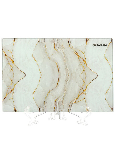 Доска разделочная стекло, 30х20 см, прямоугольная, Daniks, Флюид бежевый