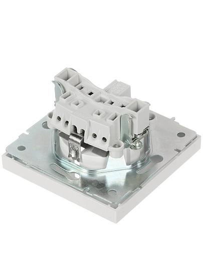 Розетка скрытой установки, 1 гнездо, с заземлением, 16 А, 250 В, пластик, IP20, белая, безвинтовой, зажим/клемма, Lezard, Zima, 704-0288-122BQC