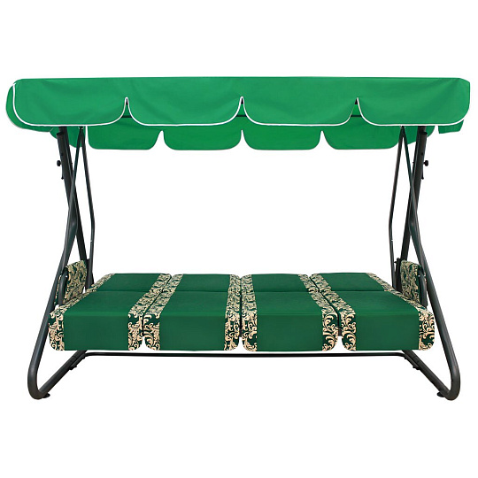 Качели садовые 4-местные, 232х125х173.5 см, 350 кг, Arno, Оазис Стандарт+, раскладываются в кровать, зеленые, 2016-КД-40/С+, тент, металл