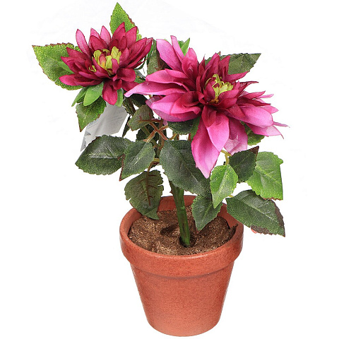 Цветок искусственный декоративный Хризантема, в кашпо, фиолетовый, 16-0048