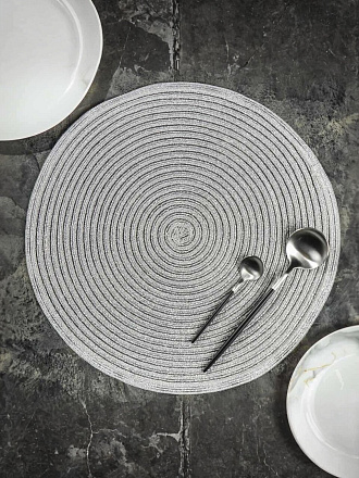 Салфетка для стола полимер, 38х38 см, круглая, серая, Y4-5602