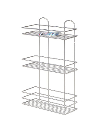 Полка для ванной металл, настенная, 3 яруса, прямая, 30х13.5х52 см, Пу-пр-054