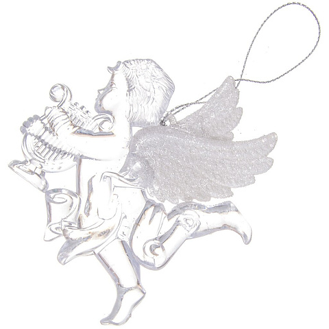 Елочное украшение Ангел, белое, 8х9.7 см, пластик, SYYKLA-191985