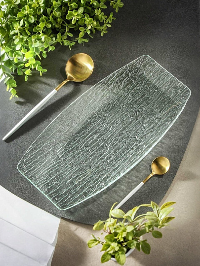 Блюдо стекло, прямоугольное, 17х32 см, Лед, Y4-8751