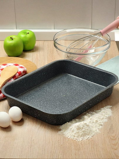 Форма для запекания сталь, 27х37.6х5 см, 5 л, антипригарное покрытие, прямоугольная, Daniks, Гранит, K-432-LSC