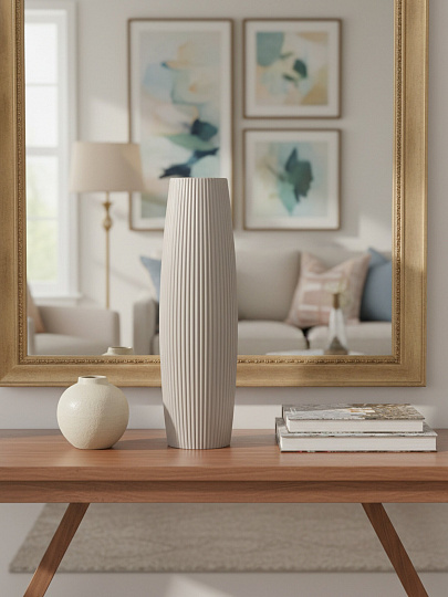 Ваза для сухоцветов керамика, настольная, 45 см, Тюльпан, Y4-11045, бежевая