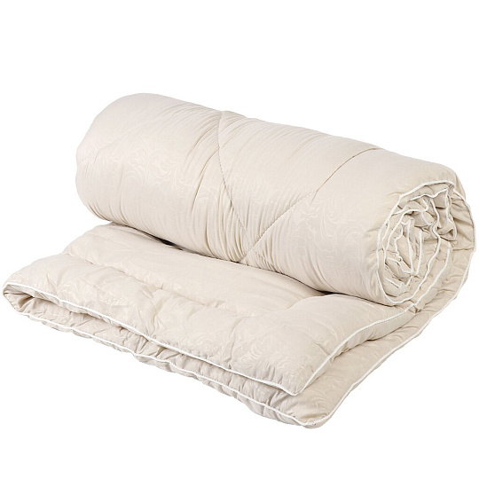 Одеяло 1.5-спальное, 140х205 см, Овечья шерсть, 400 г/м2, зимнее, чехол микрофибра, кант, Selena