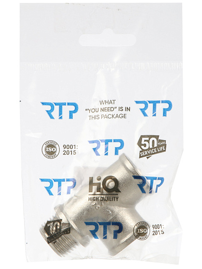 Тройник 1/2", г-г-ш, никель, индивидуальная упаковка, РосТурПласт