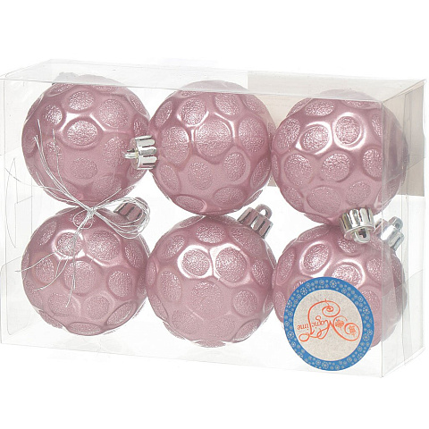 Елочный шар Космос, 6 шт, розовый, 6 см, полистирол, 75989