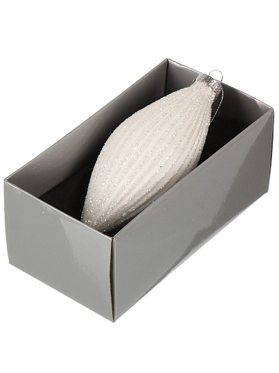 Елочное украшение Веретено Серебристые грани, белое, 6х13 см, стекло, XF24-SC022