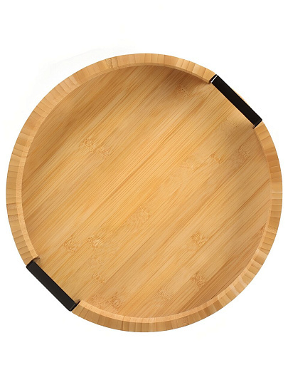 Поднос бамбук, 38.7х5.3 см, круглый, с ручками, ST01438B1