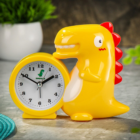 Часы-будильник настольные, 15 см, пластик, в ассортименте, Динозавр, Y6-6067