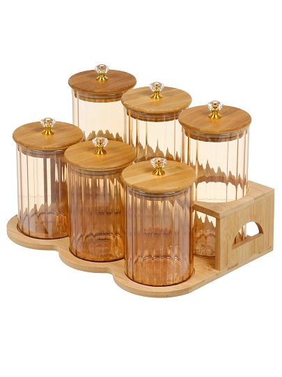 Банка для сыпучих продуктов, стекло, с крышкой, 0.5 л 3 шт, 0.7 л 3 шт, Barouge, BC-007(SET)