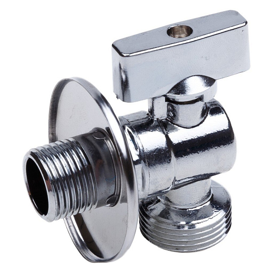 Кран 1/2х3/4&quot;, ш-ш, угловой с удлиненной резьбой и отражателем, хром, AquaLink